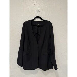 Athleta Jacket Black Avenue Blazer One Snap Pockets Stretch 982816 Sz 18
